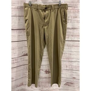 Haggar H26 Mens Khaki Performance Chino Pants 38x32 Tan Flat Front HC10370